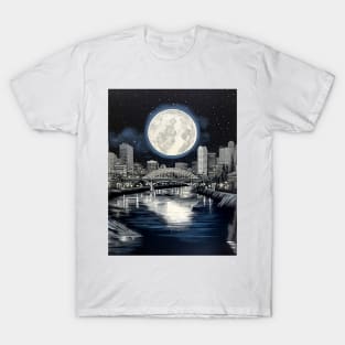 Full Sturgeon Moon Over the City of Roses (Portland Oregon) T-Shirt